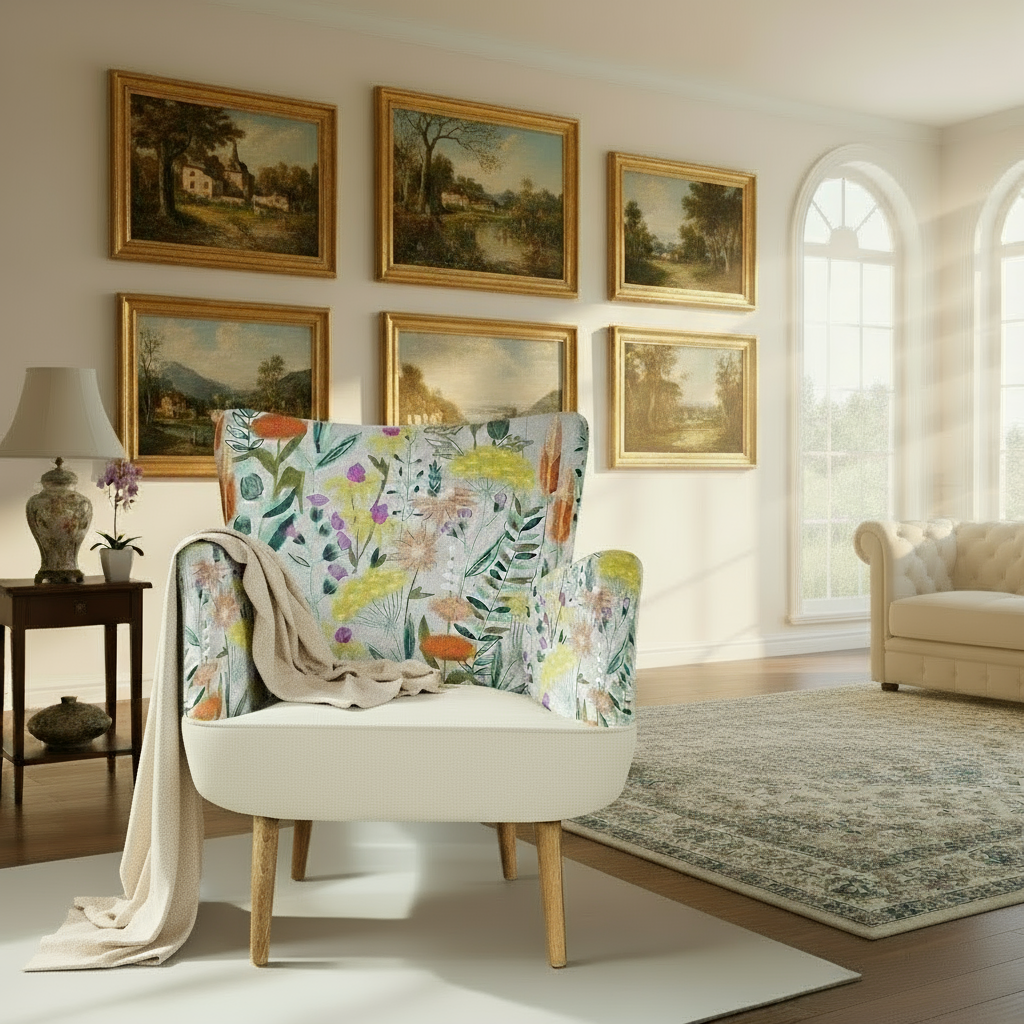 Wildflower Embroidered Armchair, Summer - WowCornwall