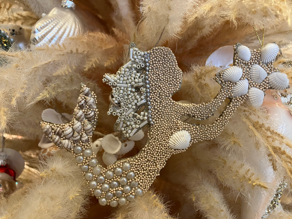 Natural Shell and Bead Mermaid Decoration