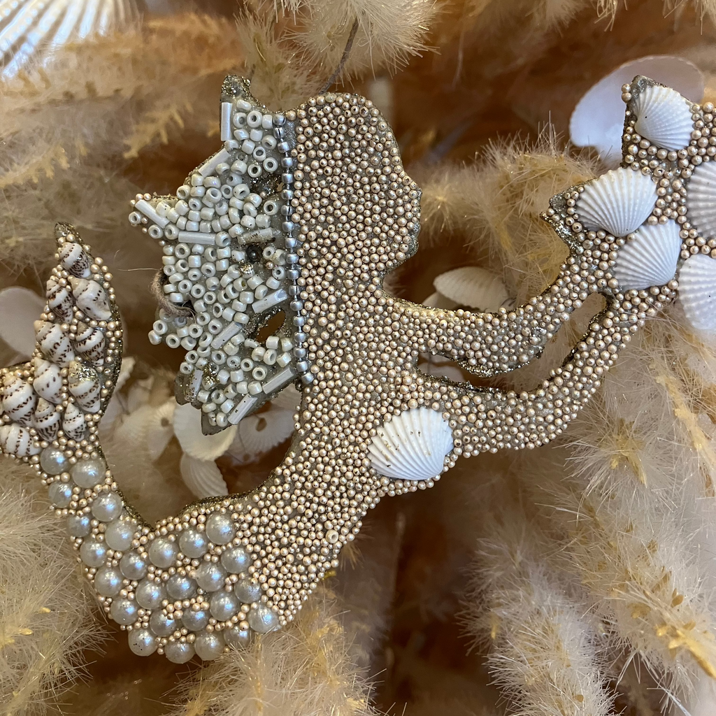 Natural Shell and Bead Mermaid Decoration