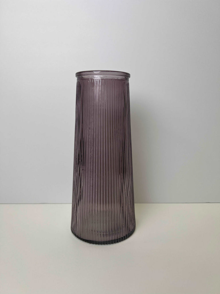 Amethyst Tall Ribbed Vase (22.5cm) - WowCornwall