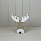 Medium White Wooden Reindeer Head Ornament - WowCornwall