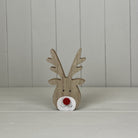 Medium Wooden Reindeer Head with Red Nose - WowCornwall