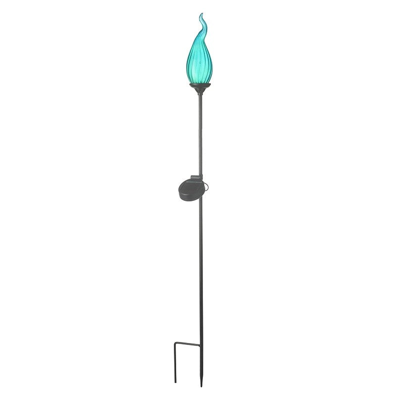 Blue Glass Flame Solar Metal Stake