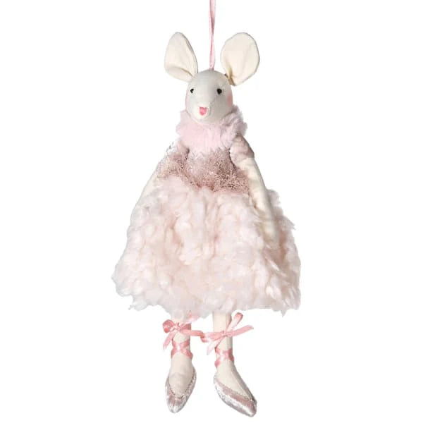 Pink Ballerina mouse in dress Christmas Decoration - WowCornwall