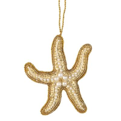 Beaded Gold Starfish Decoration - WowCornwall