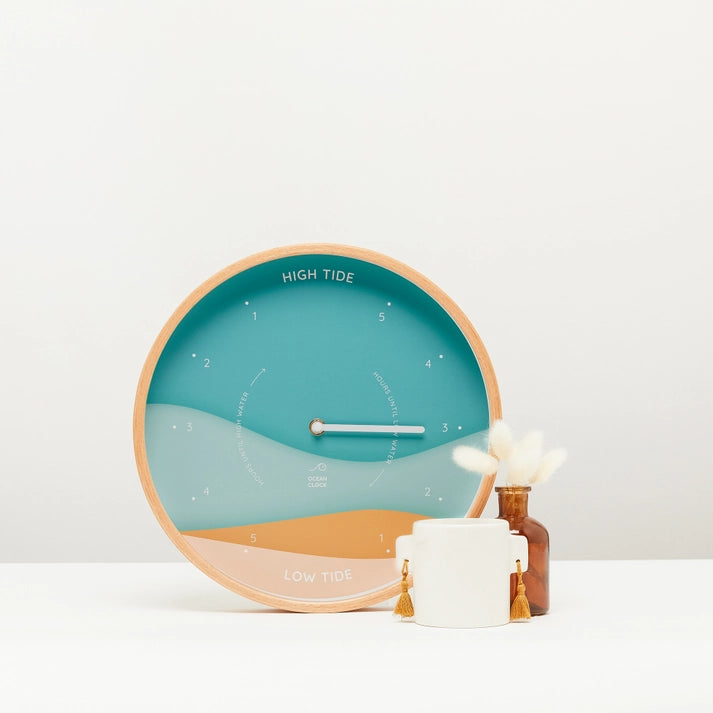 Beige and Blue Tide Clock - WowCornwall