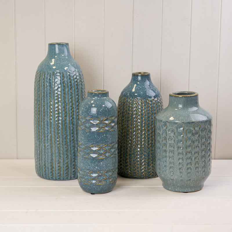 Blue Ceramic Vase – 37.5cm