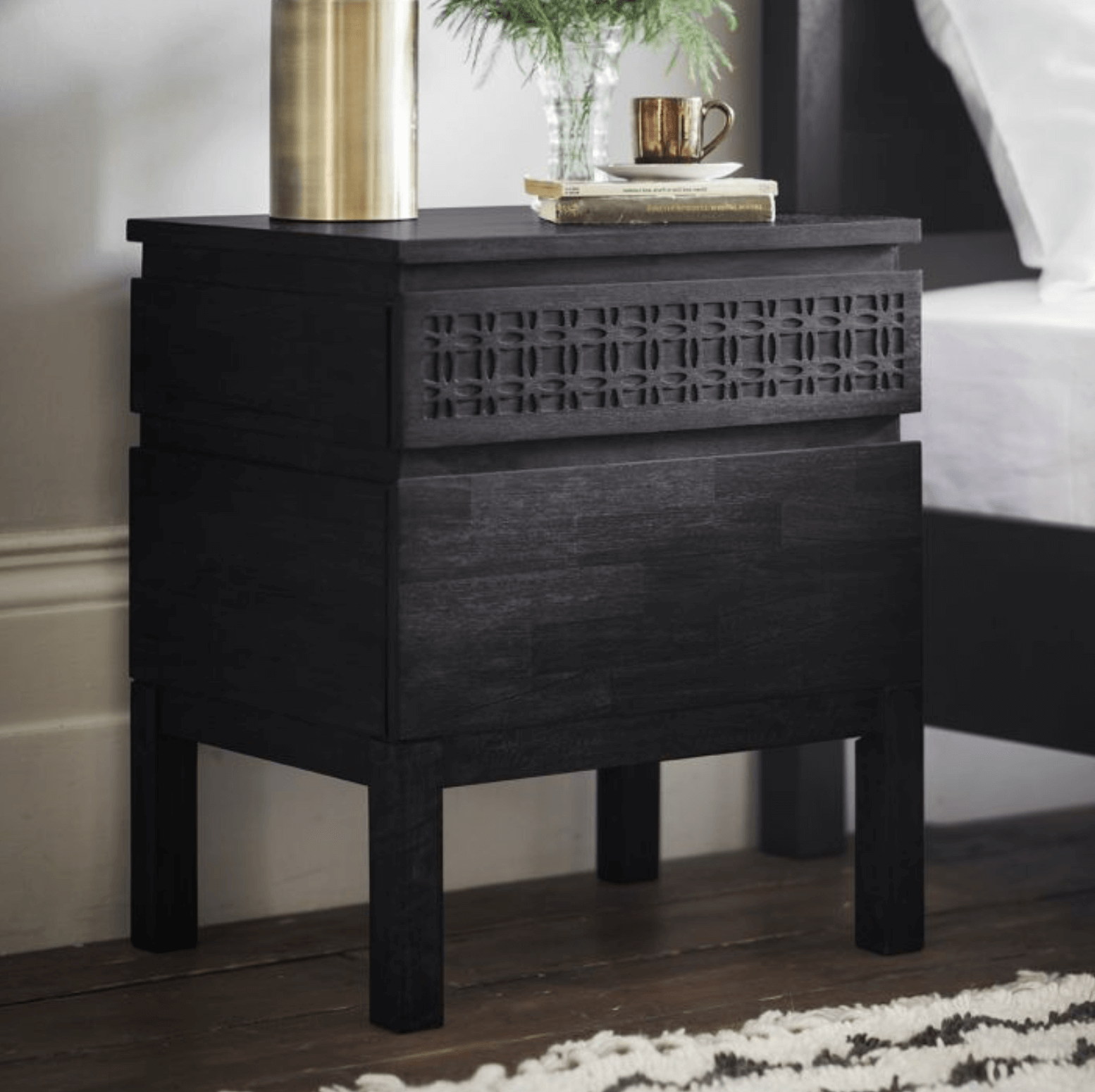 Boho Boutique Bedside 2 Drawer Chest 500x400x600mm - WowCornwall