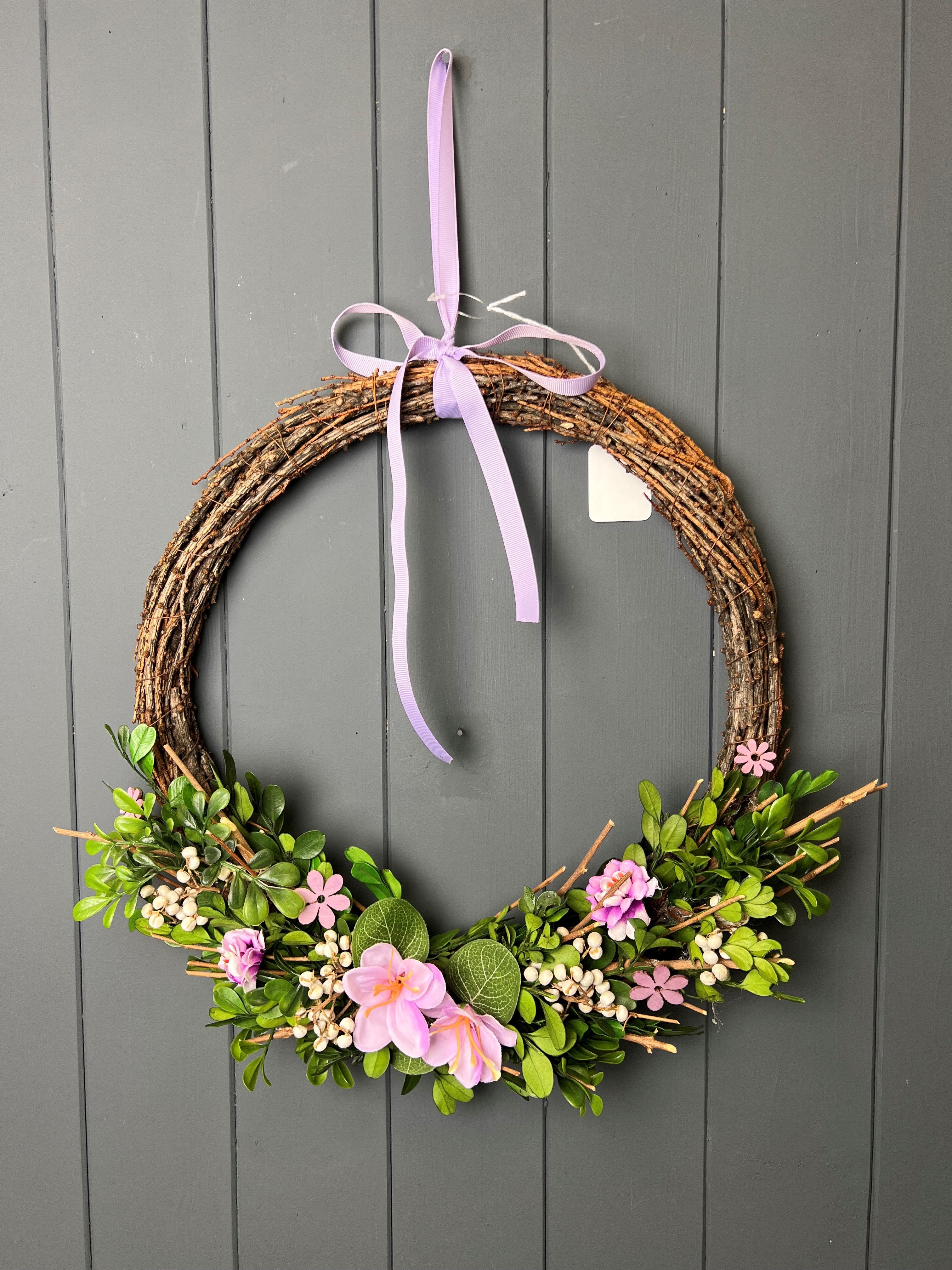 Boxwood And Flower Wreath (large 38cm) - WowCornwall