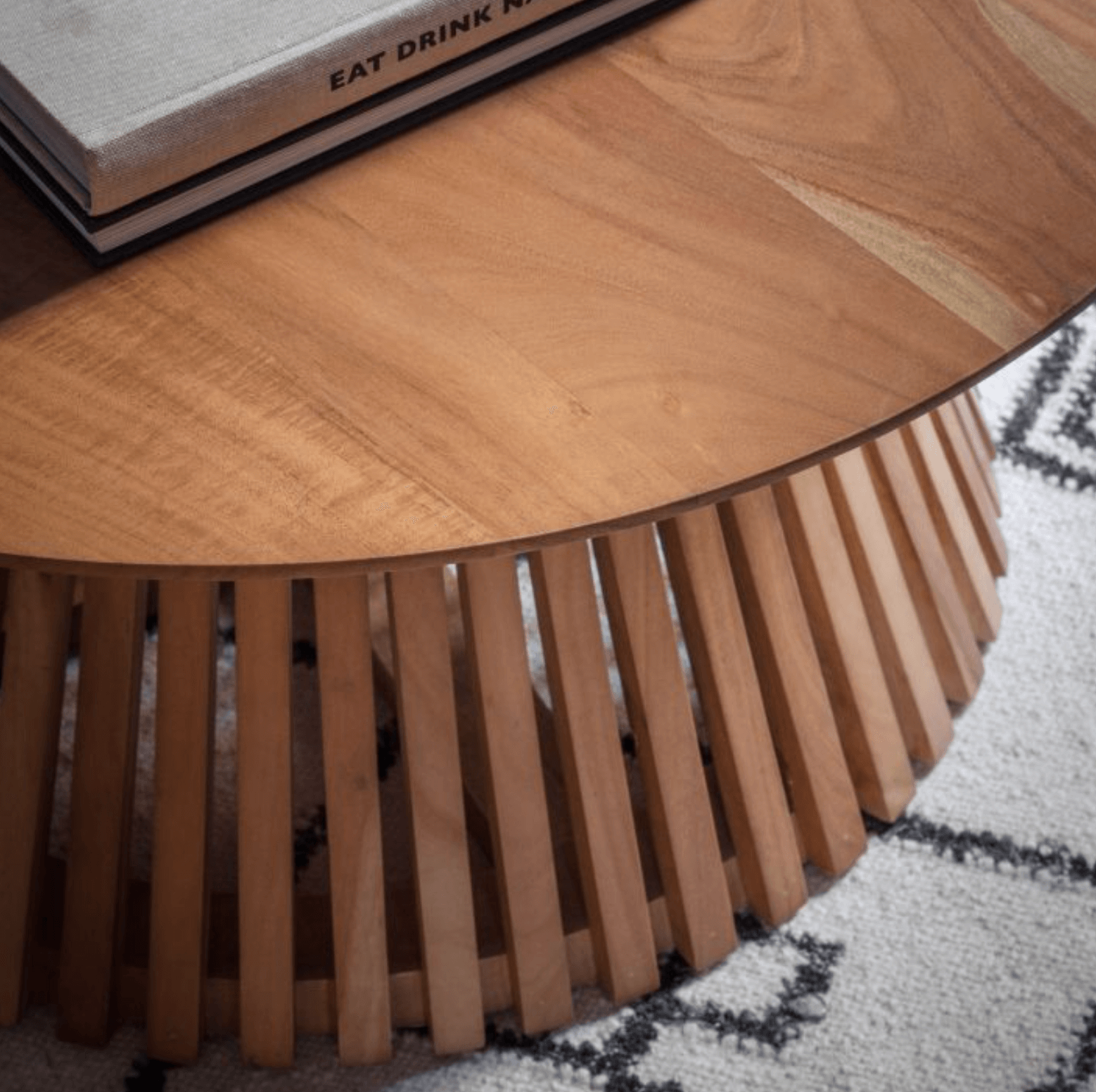 Brookland Slatted Coffee Table 800x800x400mm - WowCornwall