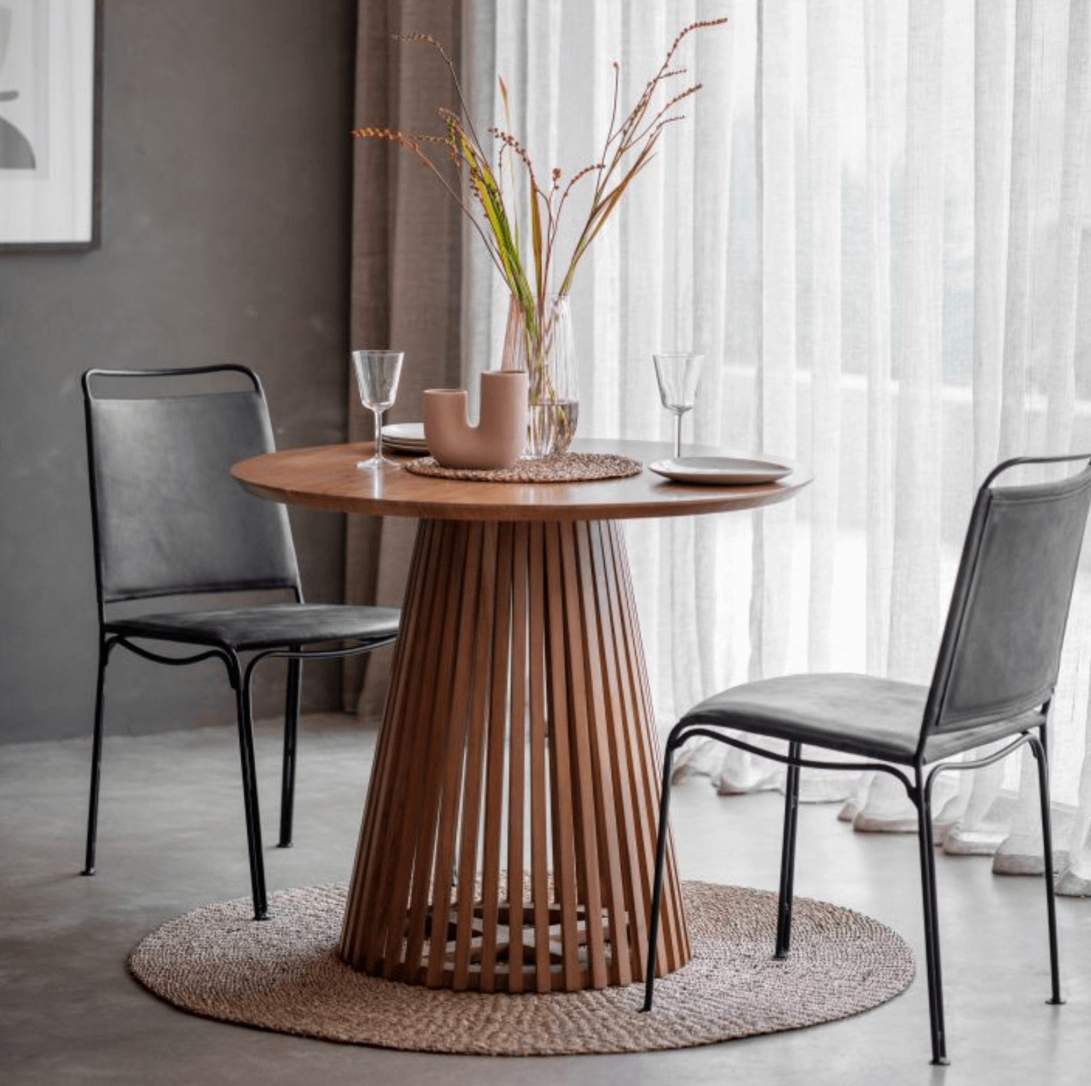 Brookland Slatted Dining Table 900x900x760mm - WowCornwall