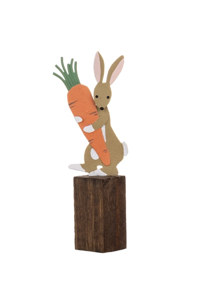 Bunny Hugging Carrot on Post - WowCornwall