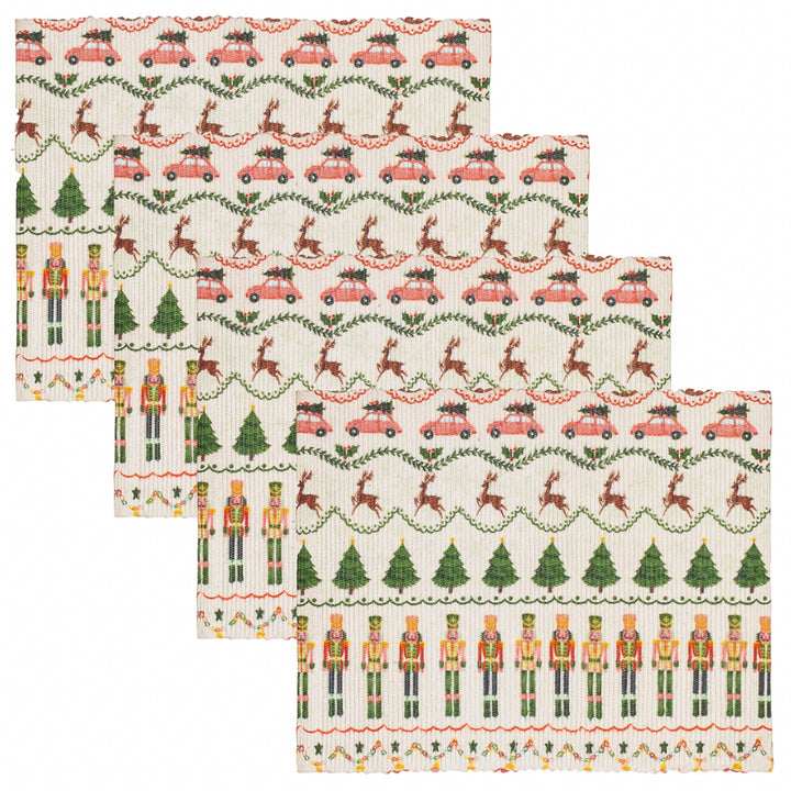 Christmas Celebration Festive Set of 4 Placemats Multicolour - WowCornwall