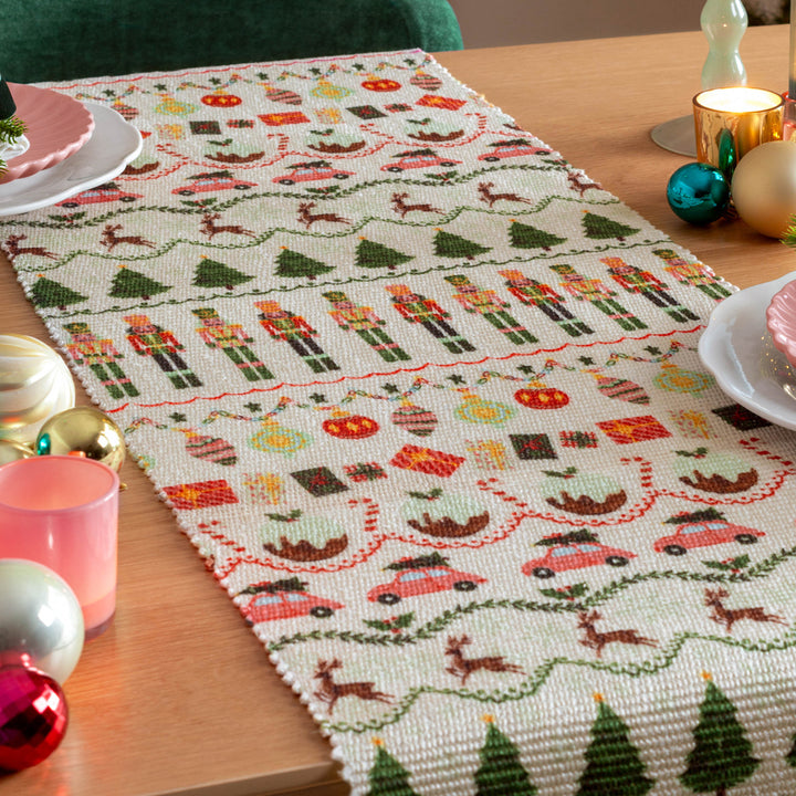 Christmas Celebration Festive Table Runner Multicolour - 2 sizes - WowCornwall