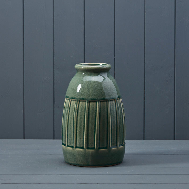 Green Ceramic Vase (24.5cm) - WowCornwall