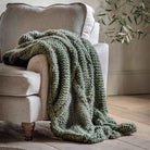 Cable Knit Diamond Throw Olive