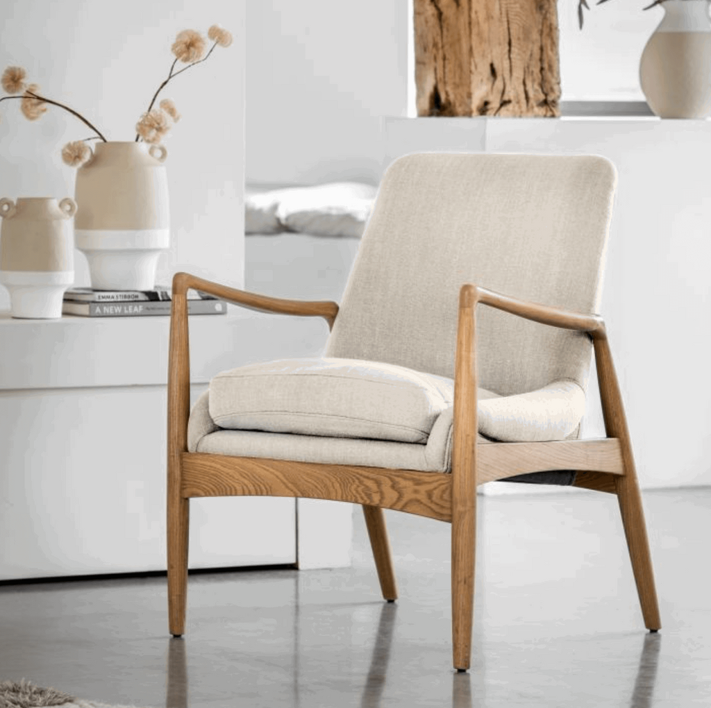 Carrera Armchair Natural Linen 685x720x820mm - WowCornwall