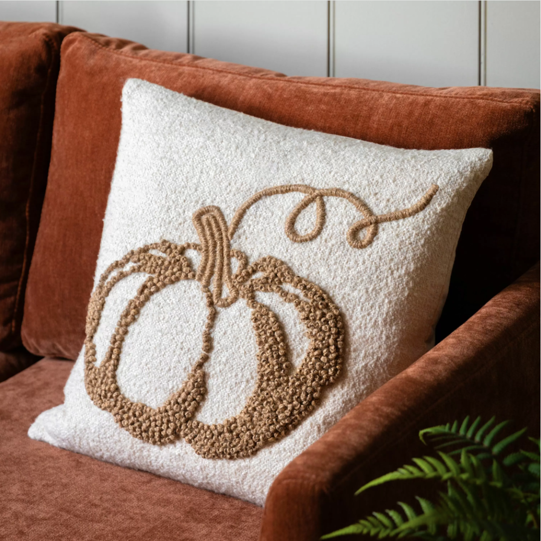 Embroidered Pumpkin Cushion - WowCornwall
