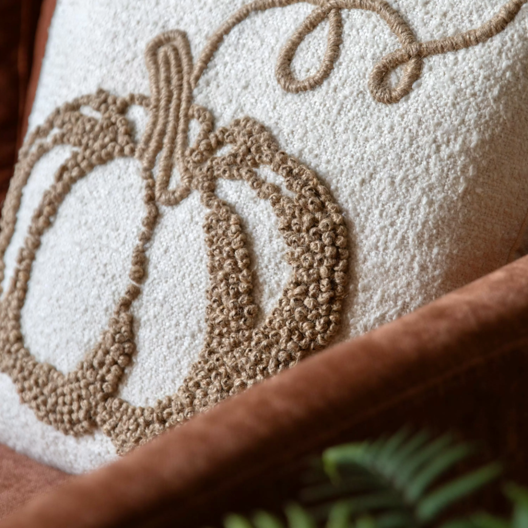 Embroidered Pumpkin Cushion - WowCornwall