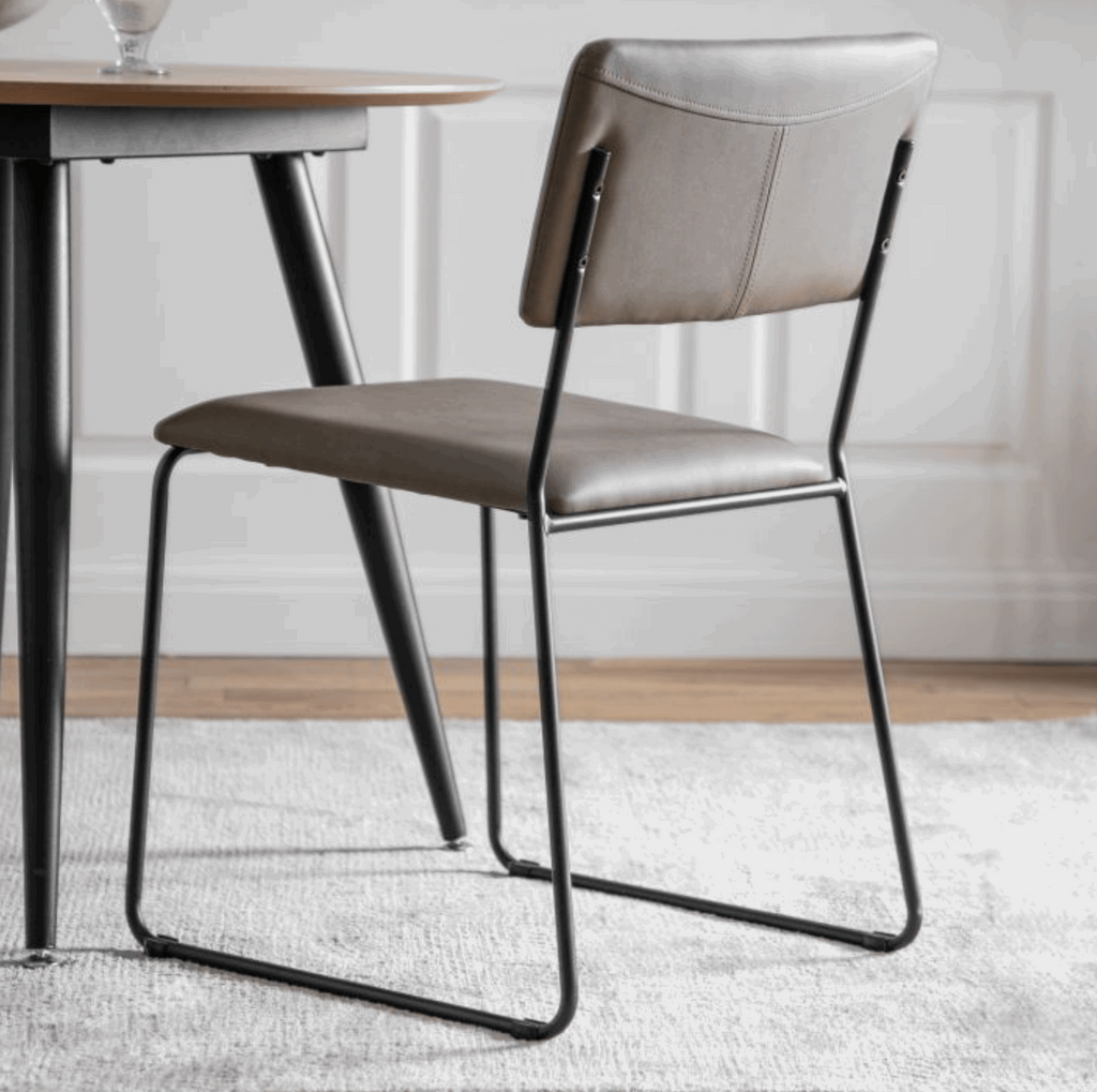 Chalkwell Dining Chair Silver Faux Leather (2pk) - WowCornwall