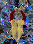 White Christmas Kissing Mice Decoration - WowCornwall