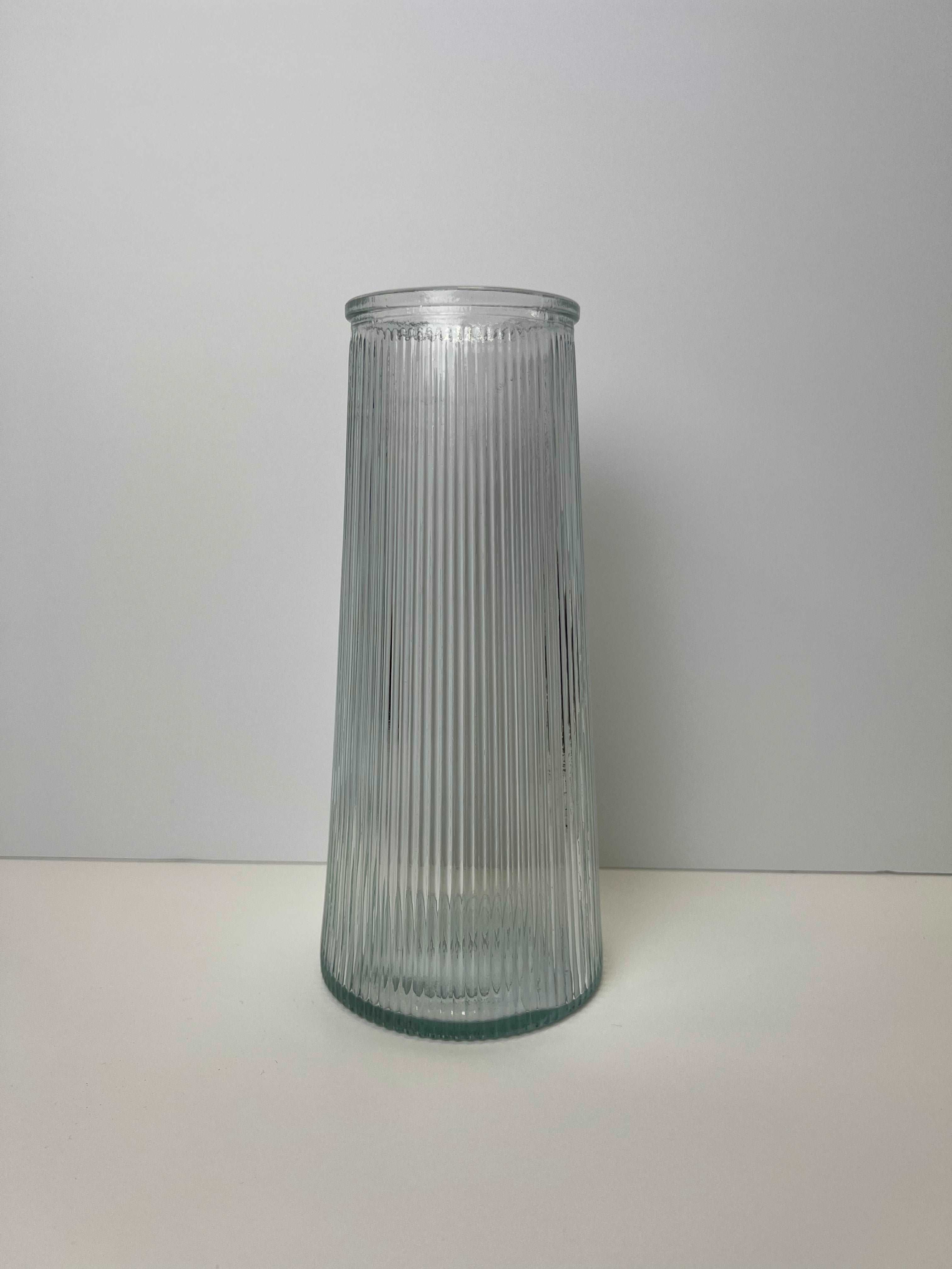 Clear Tall Ribbed Vase (22.5cm) - WowCornwall