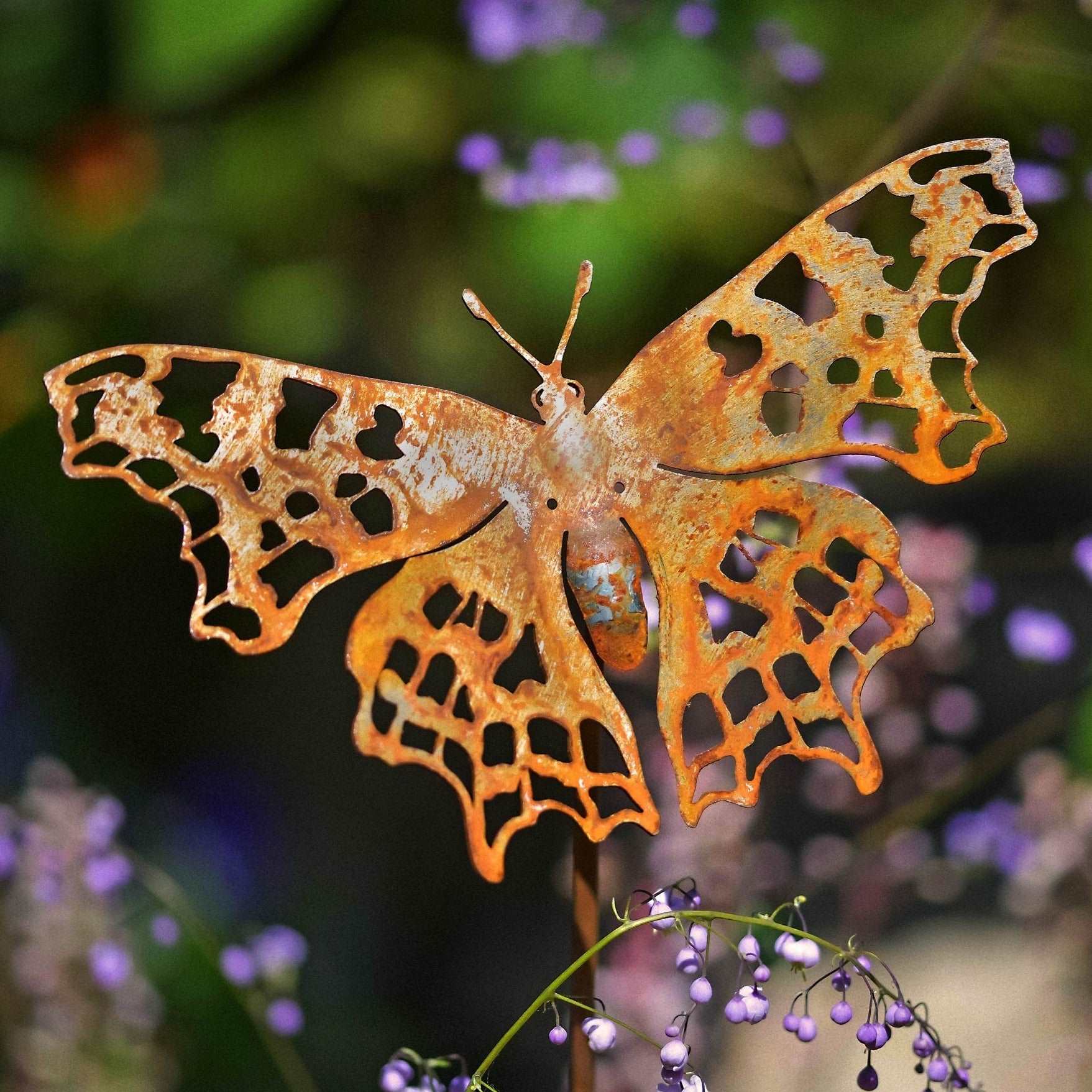 Comma butterfly sculpture with stake - WowCornwall