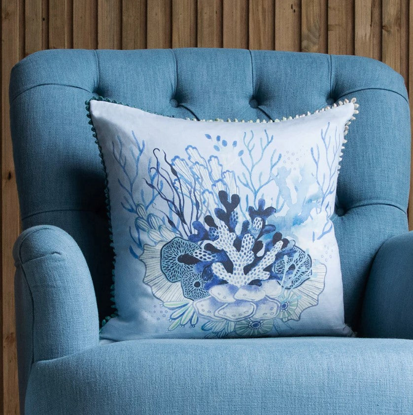 Coralie Cushion Cobalt Cover - WowCornwall