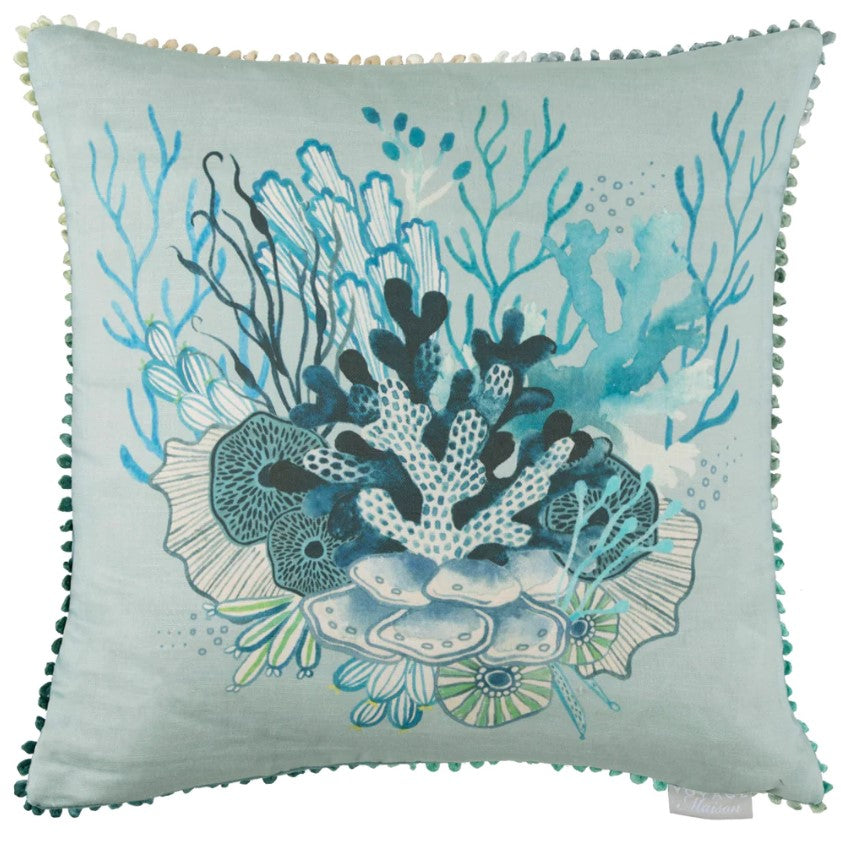 Coralie Cushion Seafoam Cover - WowCornwall