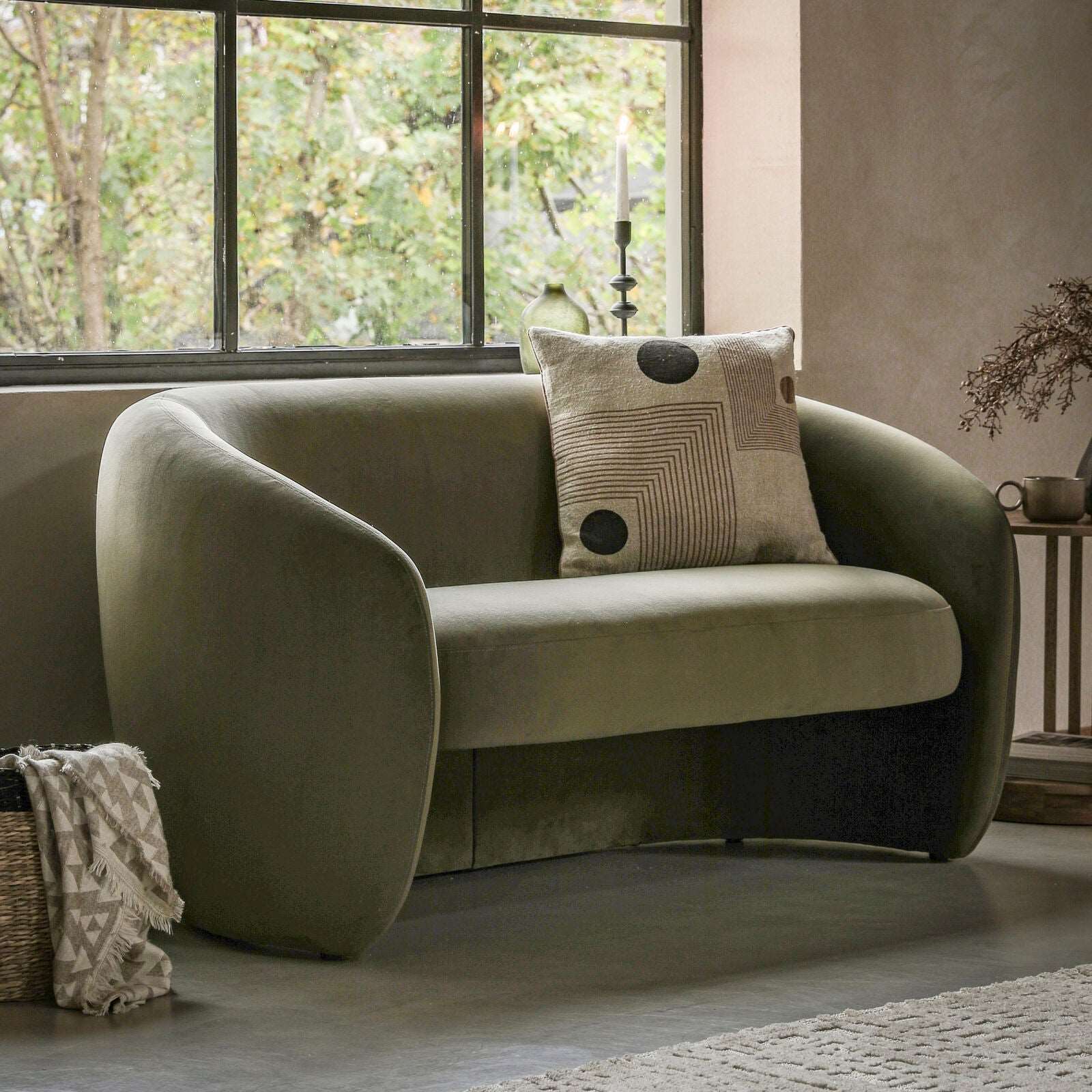 Curvo 2 Seater Sofa Moss Green