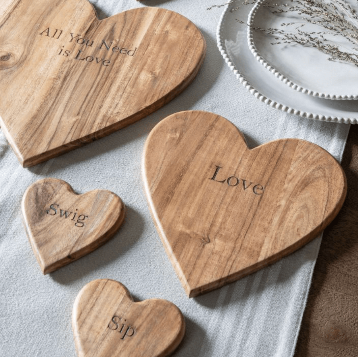 Emotive Heart Chopping Board Natural - WowCornwall