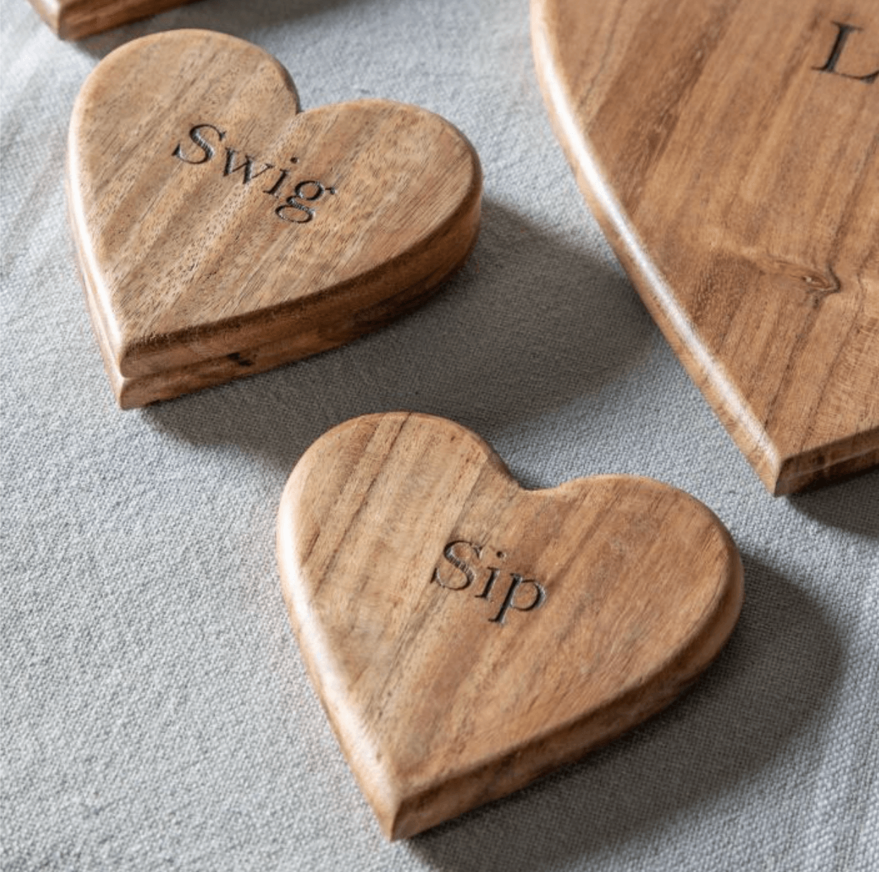 Emotive Heart Coasters Natural (Set of 4) - WowCornwall