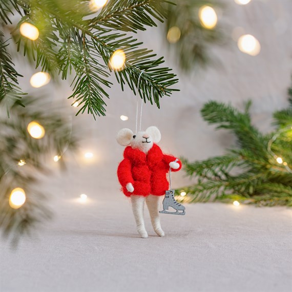 Mouse with Skates & Jacket Hanging Decoration - WowCornwall