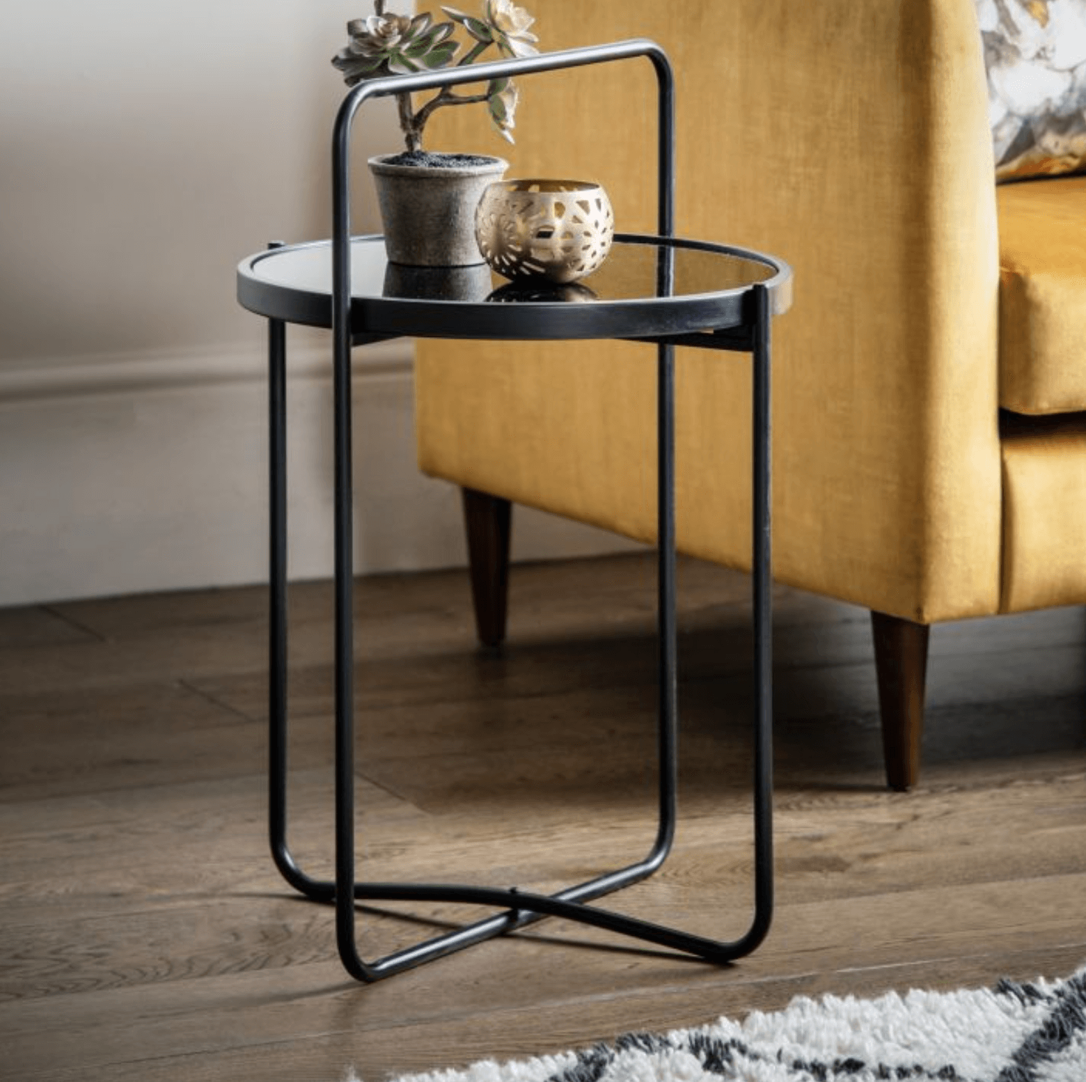 Fawley Side Table Black 435x435x650mm - WowCornwall