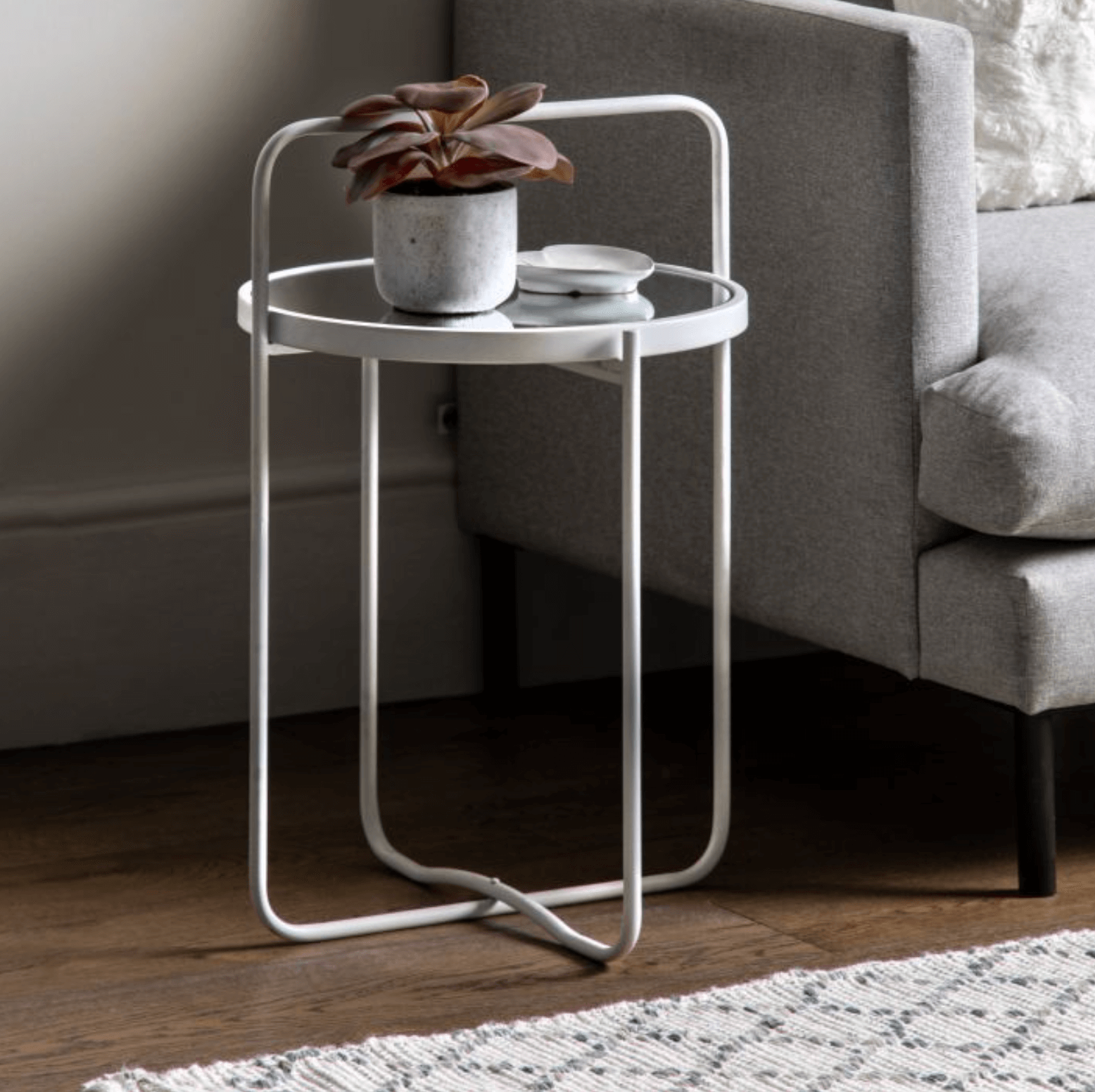 Fawley Side Table White 435x435x650mm - WowCornwall