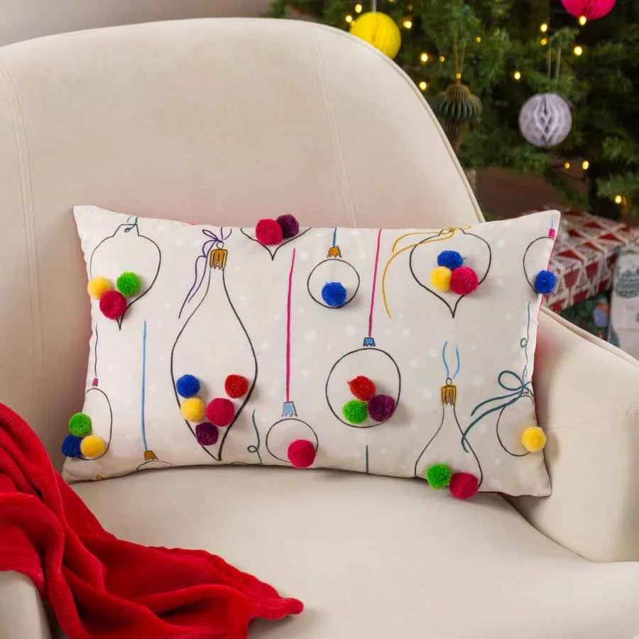 Festive Baubles Cushion Pink