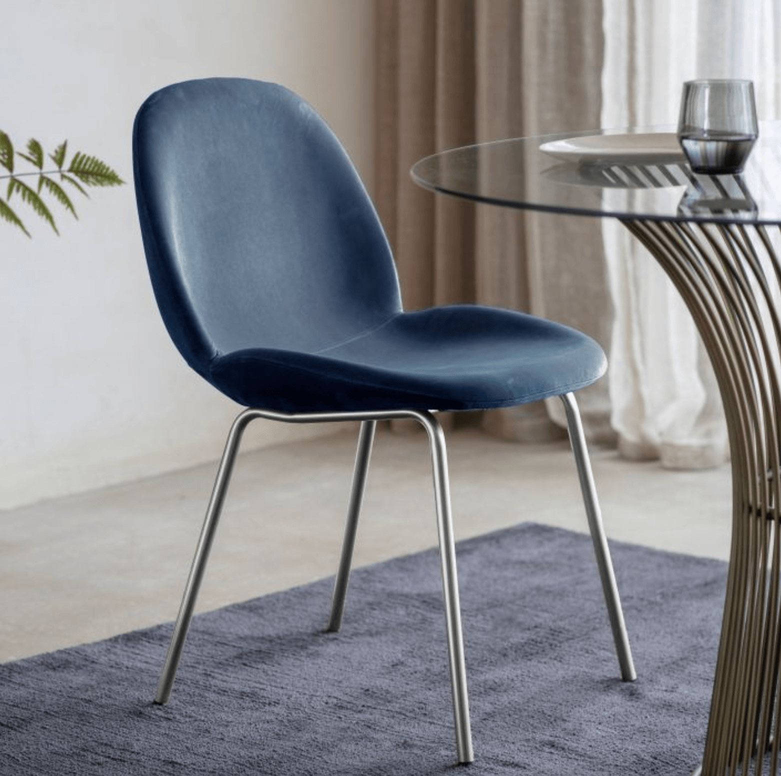 Flanagan Chair Petrol Blue Velvet (2pk) - WowCornwall