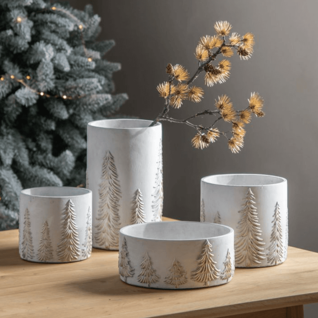 Forest Planter White & Gold Large - WowCornwall