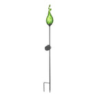 Green Glass Flame Solar Metal Stake