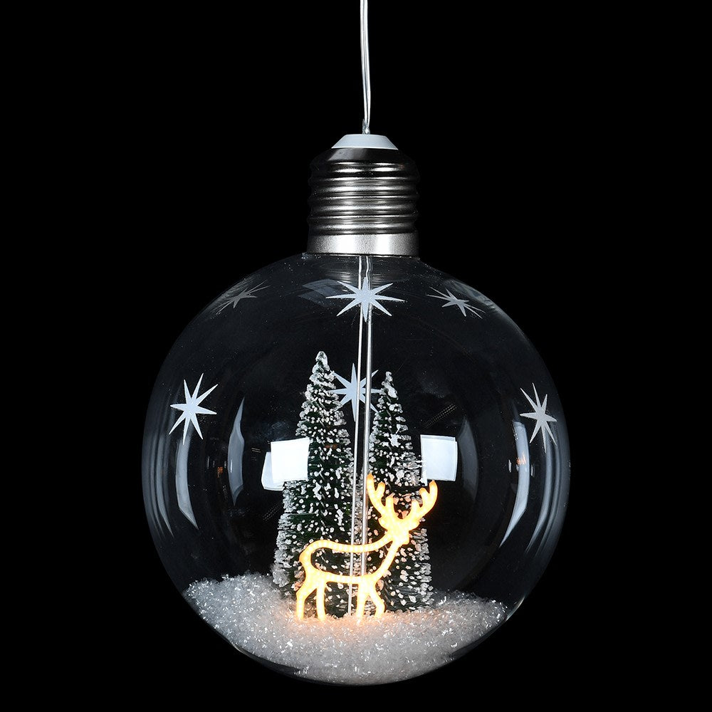 Stag and tree LED bauble - WowCornwall