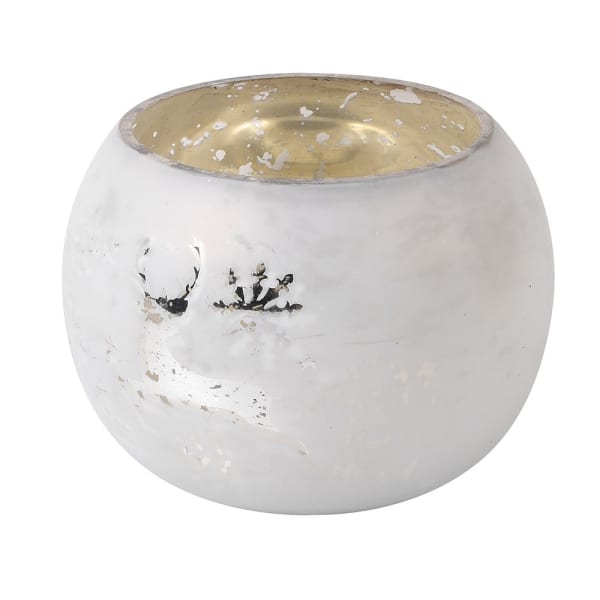 White Glass Reindeer Votive - WowCornwall