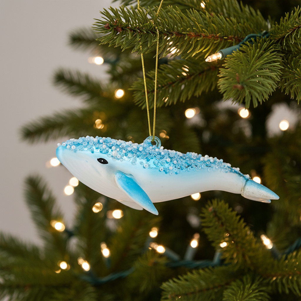 Glitter Humpback Whale Shaped Bauble