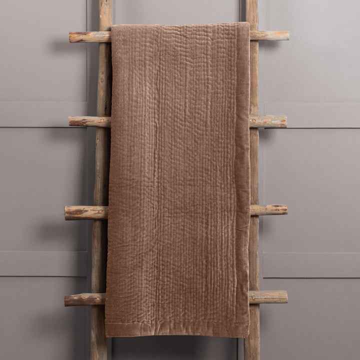 Haze Velvet Quilted Throw – Coral