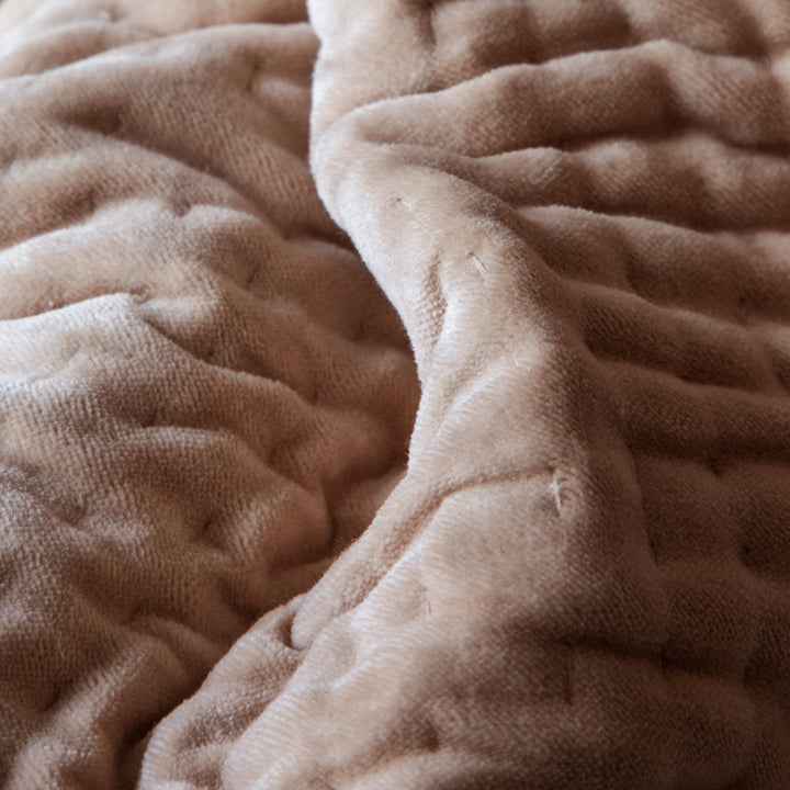 Haze Velvet Quilted Throw – Coral