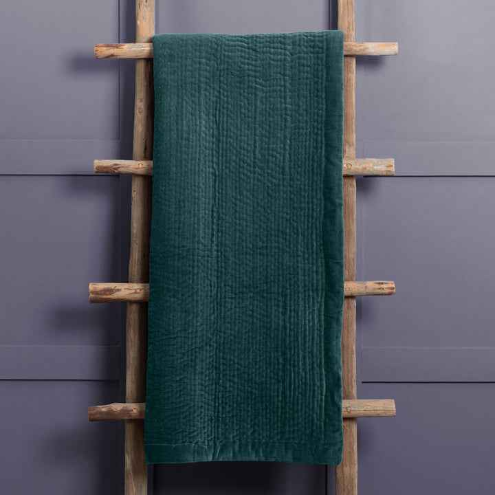 Haze Velvet Quilted Throw – Ocean