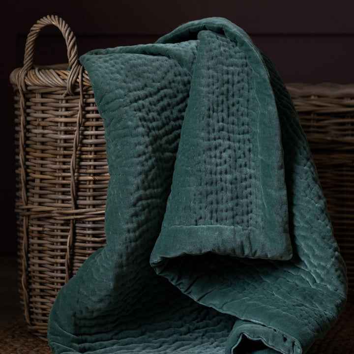 Haze Velvet Quilted Throw – Ocean