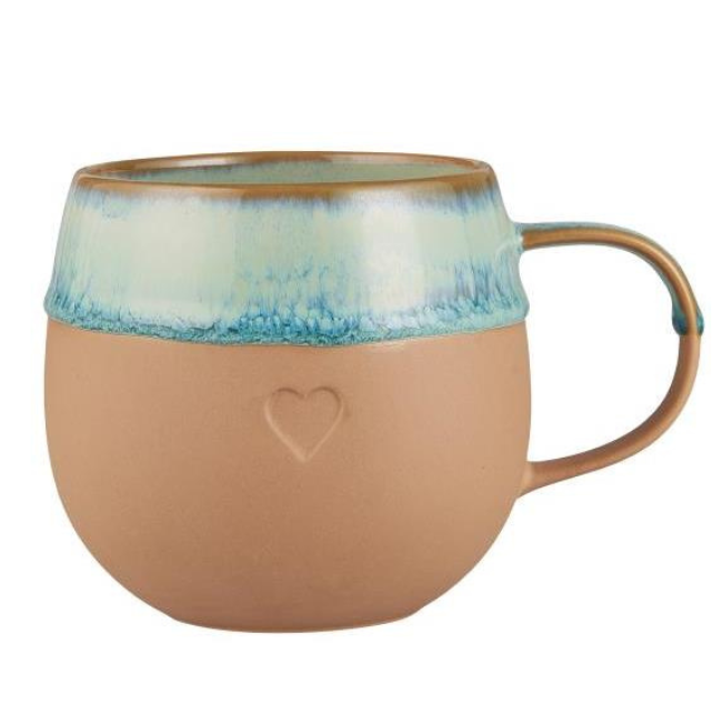 Heart Mug With Handle - Aqua Edge - WowCornwall