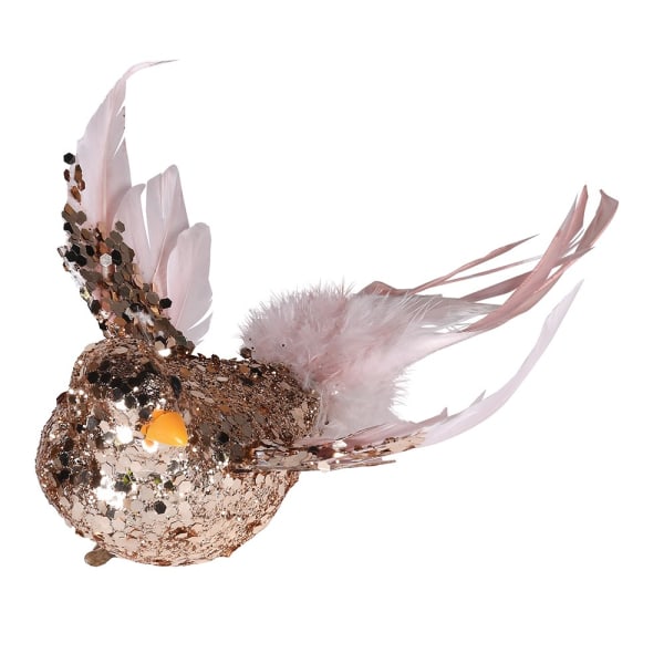Glitter feather tail bird on clip Christmas Decoration - WowCornwall