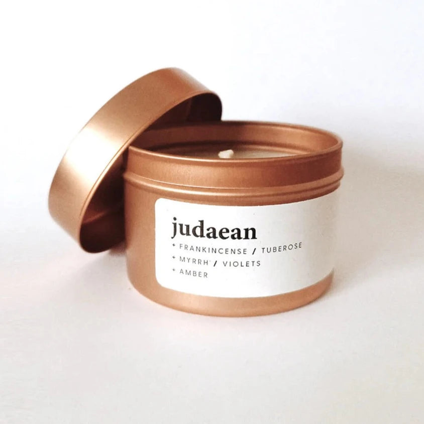 Judaean, small rose gold tin candle - WowCornwall