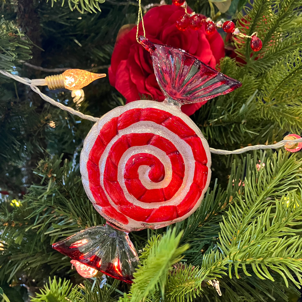 Red/White Glass Candy Decoration - WowCornwall